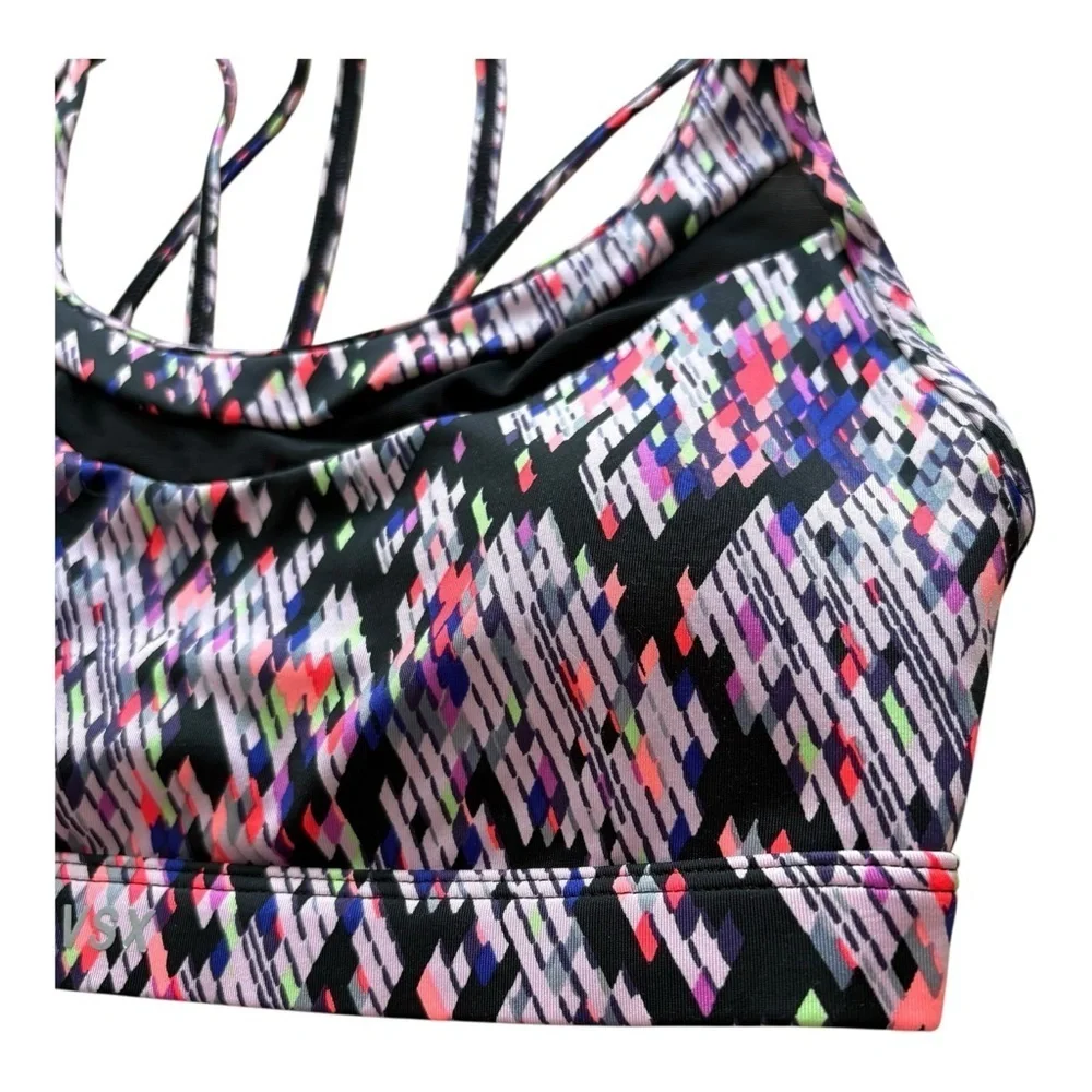 Victoria Secret SPORT Women's Small Neon Black Rave Strappy Sporty Athletic Bra